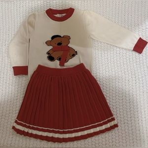 Girls Knit Sweater and Skirt Outfit